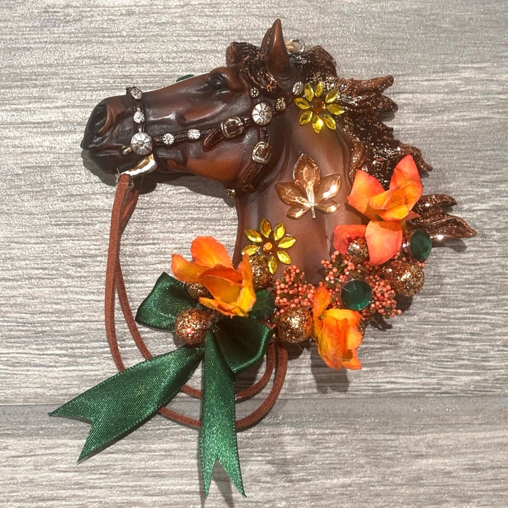 $25-$29 Holiday Horses:”Autumn”.Decorated horse ornament in hand crafted designs
